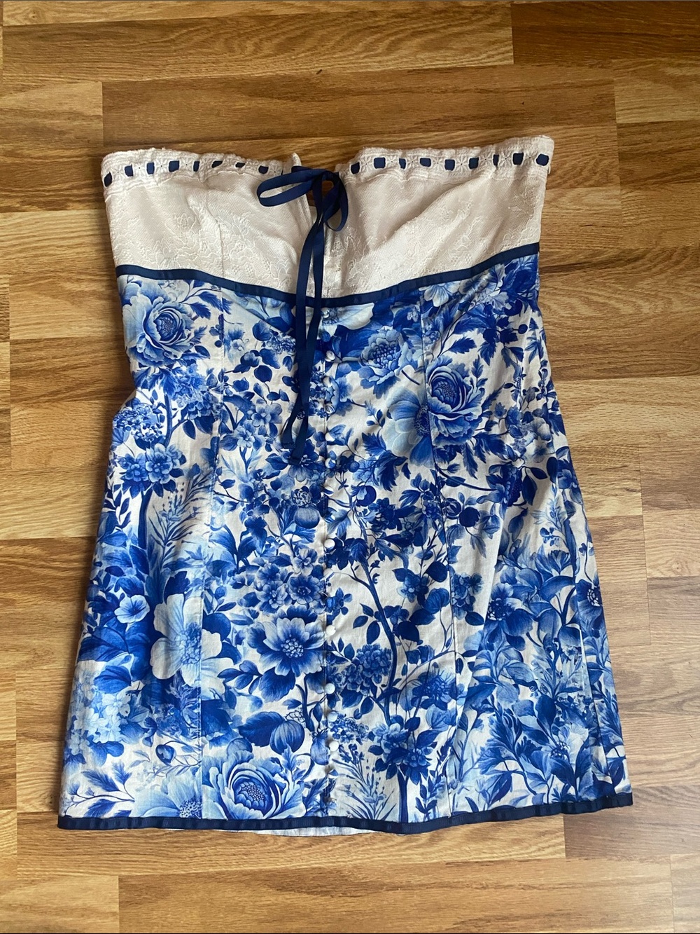 Strapless Blue Floral Sundress